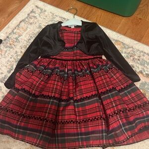 Pippa & Julie Red Plaid Dress with Black Bolero
